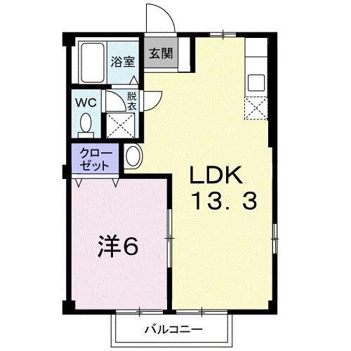 ニューシティー八栗口B(1LDK/2階)の間取り写真