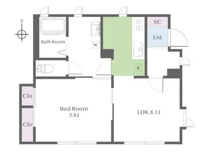 クオリティ・プレジオ(1LDK/1階)の間取り写真