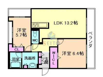LA CACHETTE DE SAY(2LDK/3階)の間取り写真