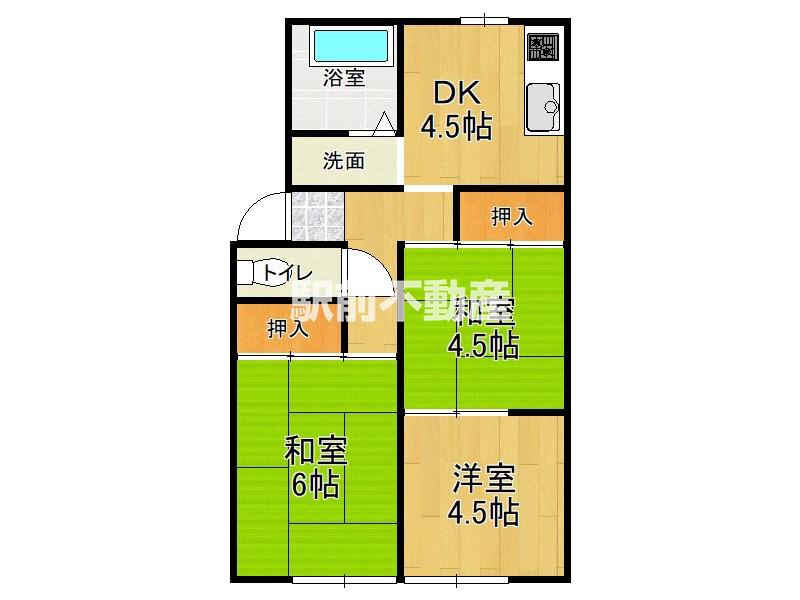 プレジール白川(3DK/2階)の間取り写真