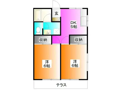 エスポアールハイツ(2DK/1階)の間取り写真