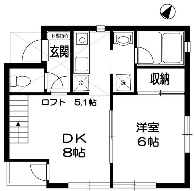 MAISON DE BLEU(1DK/2階)の間取り写真