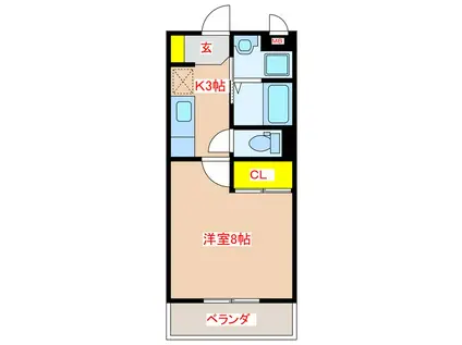 イーストベースVI(1K/2階)の間取り写真