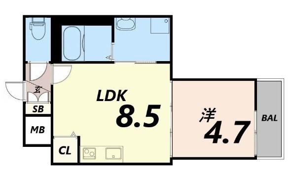 HABITASION京口(1LDK/1階)の間取り写真
