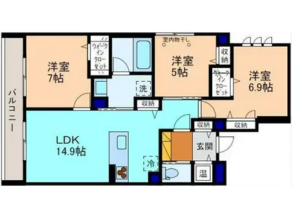 ポルターナII(3LDK/2階)の間取り写真