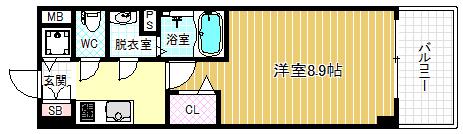 プランドール福島レジデンス(1K/8階)の間取り写真