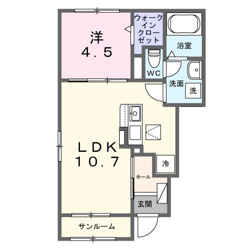 関東鉄道常総線 ゆめみ野駅 徒歩10分 2階建 新築(1LDK/1階)の間取り写真