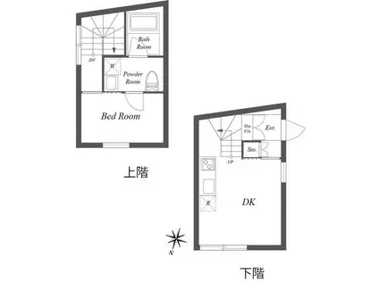 PASEO SANGENJAYA イースト ウエスト(1DK/2階)の間取り写真