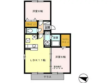 グランディールII(2LDK/1階)の間取り写真