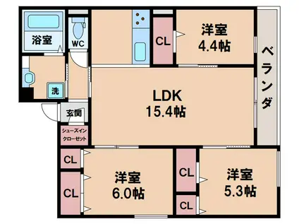ダイヤモンドフジ天王寺東プラチナ(3LDK/2階)の間取り写真
