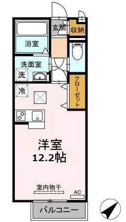 エーデルハイム浜乃木(ワンルーム/1階)の間取り写真
