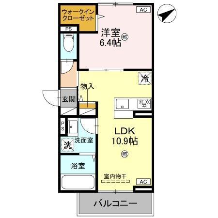 アルタ若竹ビュー(1LDK/2階)の間取り写真