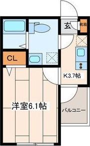 WITH PLACEさがみ野(1K/2階)の間取り写真