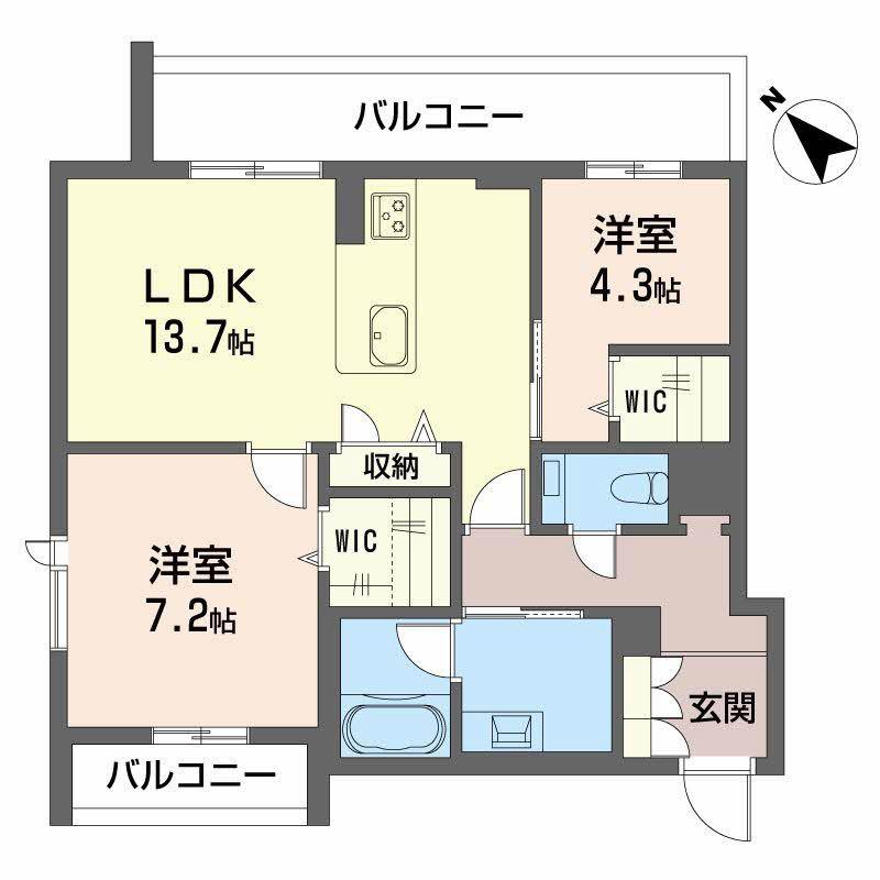 ベラ ルーナ(2LDK/2階)の間取り写真