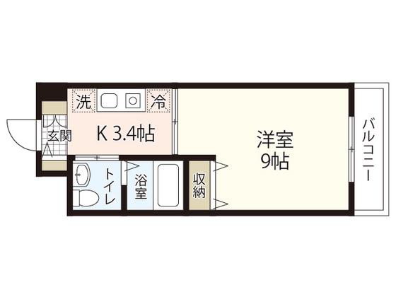 アプレックス出汐(1K/3階)の間取り写真
