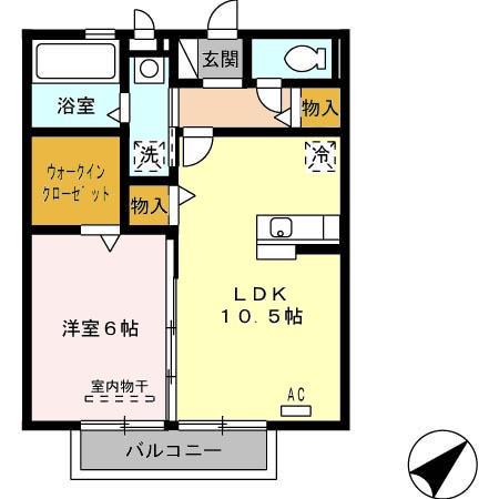 ビューテラス(1LDK/1階)の間取り写真