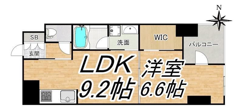 アーデンタワー北堀江(1LDK/2階)の間取り写真