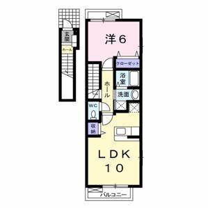 クレア フォー シーズンズC(1LDK/2階)の間取り写真