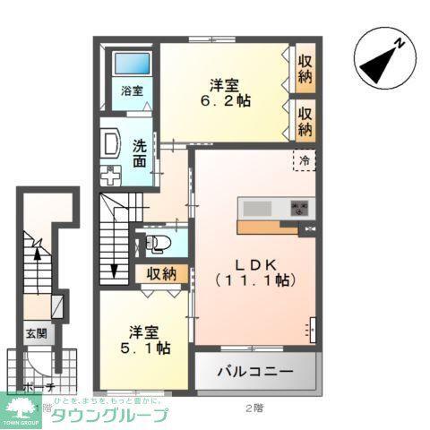 グランドソレーユ(2LDK/2階)の間取り写真