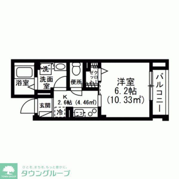 インペリアルヒルズ(1K/2階)の間取り写真