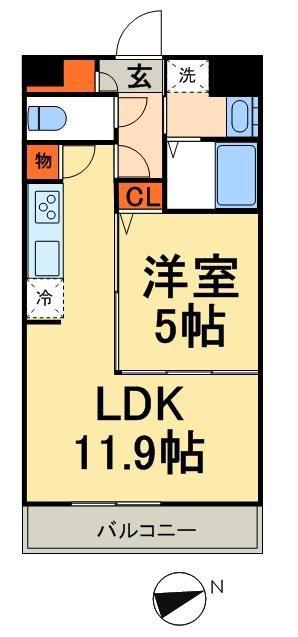 ファインクレスト入谷(1LDK/1階)の間取り写真