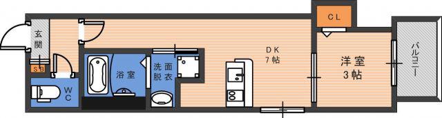 ハーモニーテラス杭全II(1DK/2階)の間取り写真
