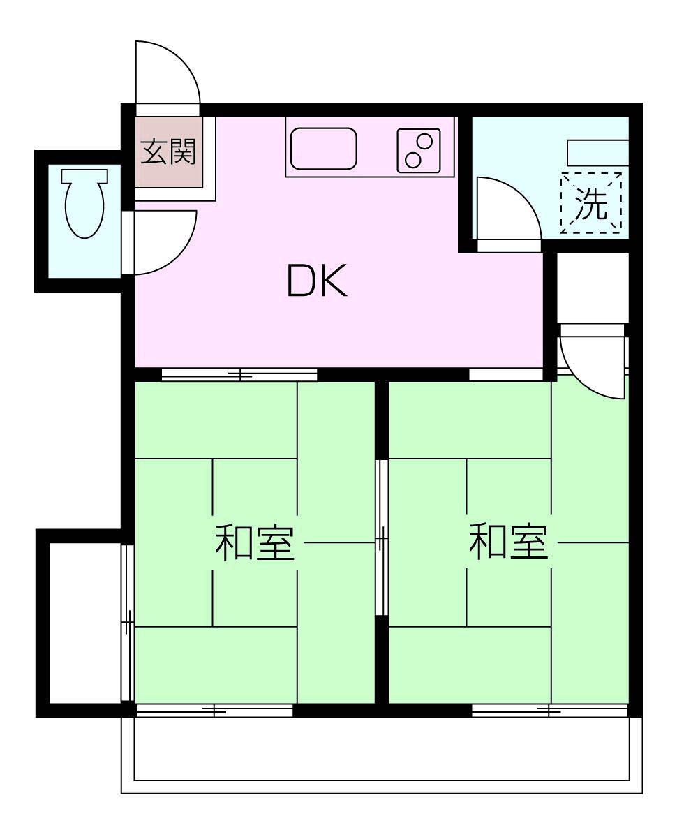 加藤ハイツ(2DK/2階)の間取り写真