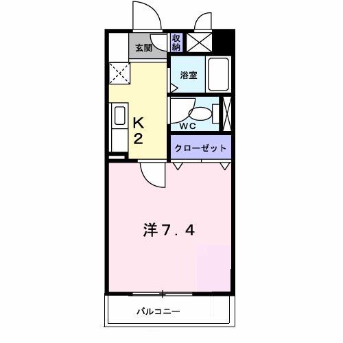 セントラル カーサ(1K/2階)の間取り写真
