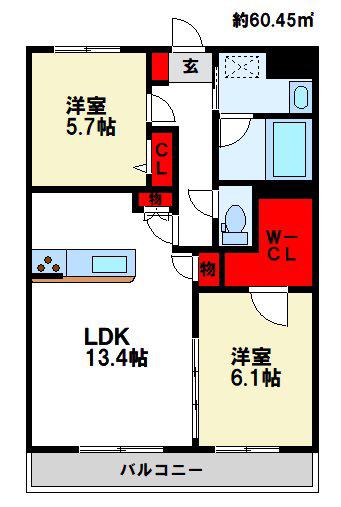 TOWAII(2LDK/1階)の間取り写真