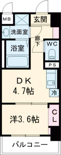 ARCA鳳(1DK/4階)の間取り写真