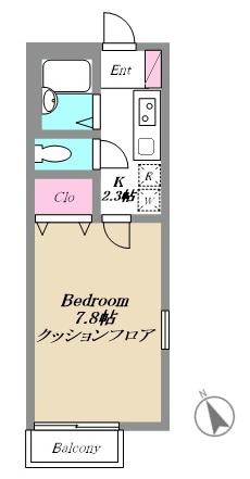 パティオ本牧(1K/2階)の間取り写真