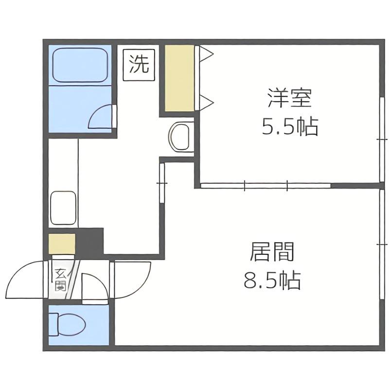ACTIVE・K中の島(1LDK/2階)の間取り写真