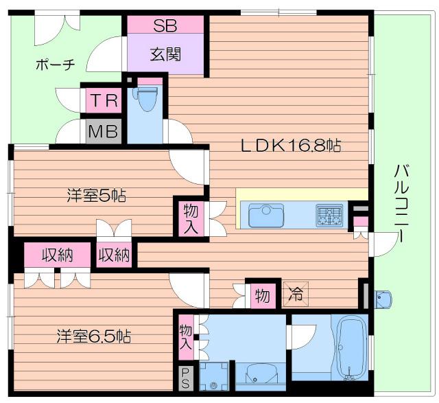 サンクタス阿倍野ザ・プレミアム(2LDK/4階)の間取り写真