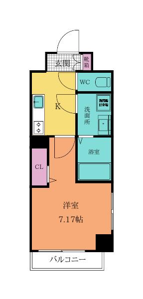 ALISS歯科大前アリス歯科大前(1K/6階)の間取り写真