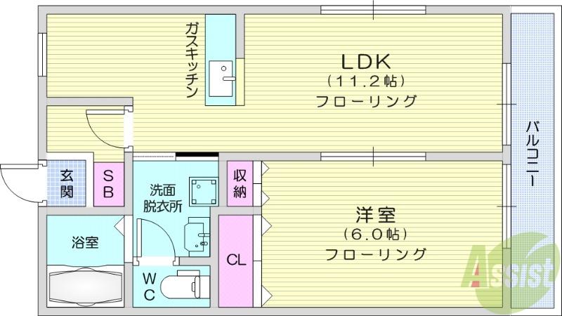 シャルマンハイツ(1LDK/1階)の間取り写真