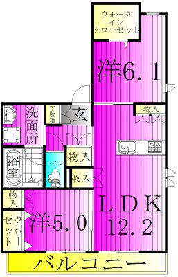 フォルトゥーナ(2LDK/2階)の間取り写真