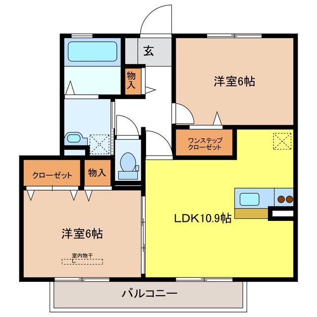 ラ メゾン デスポワ(2LDK/2階)の間取り写真