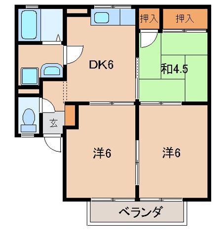 リプルス浜の宮(3DK/2階)の間取り写真