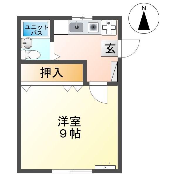 ハイツアシスト古安曽(1K/1階)の間取り写真