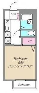 GRANDCHARIOTA棟(1K/2階)の間取り写真