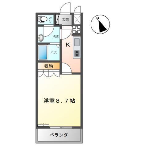 JR常磐線 水戸駅 徒歩39分 2階建 築18年(1K/1階)の間取り写真
