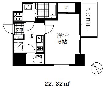 エスリード神戸ハーバークロス(1K/12階)の間取り写真