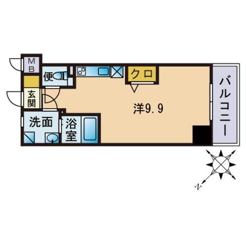 エンクレスト奈良屋(ワンルーム/2階)の間取り写真