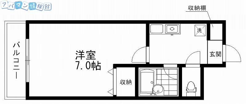 ウォーターフロント礎町(1K/2階)の間取り写真