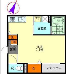 LISIN(1K/1階)の間取り写真