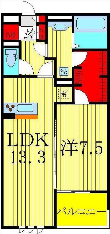 リシェス II(1LDK/2階)の間取り写真