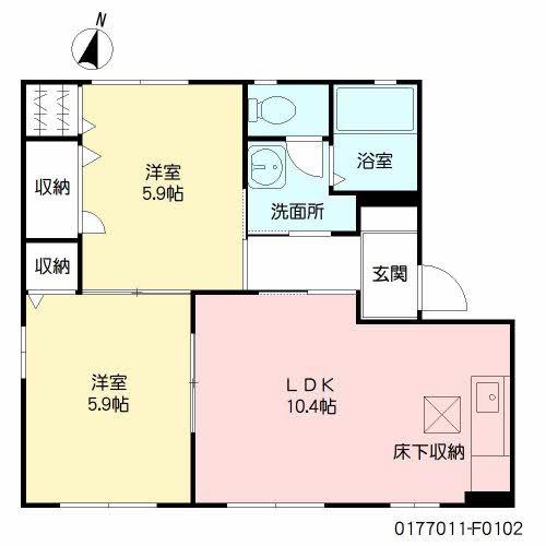 スペリオールF棟(2LDK/1階)の間取り写真