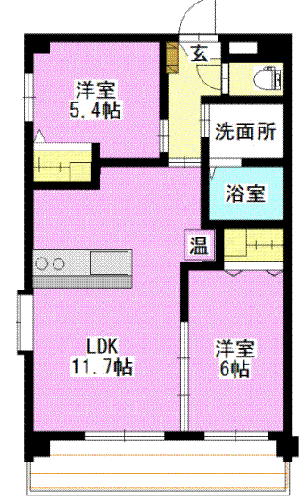 セビアン西市駅前(2LDK/3階)の間取り写真