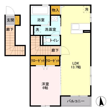 アメージングエステート(1LDK/1階)の間取り写真
