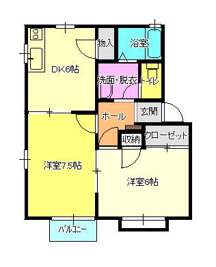 ハーモニータウン中山10号棟(2DK/2階)の間取り写真